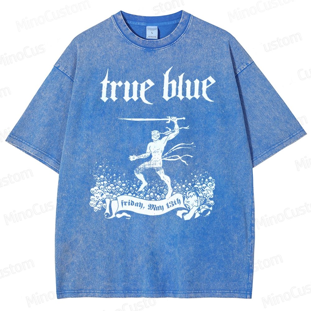 True Blue Gothic Warrior Graphic Washed T-Shirt