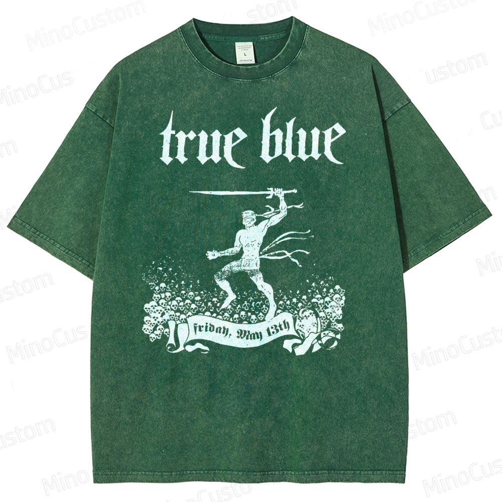 True Blue Gothic Warrior Graphic Washed T-Shirt