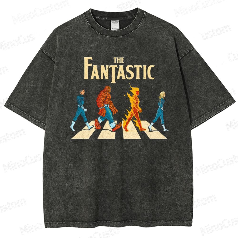 The Fantastic Four Vintage Washed Superhero T - Shirt