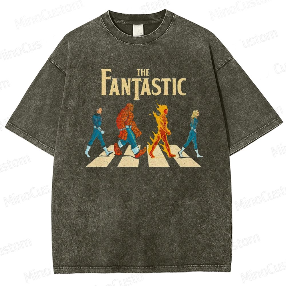 The Fantastic Four Vintage Washed Superhero T - Shirt