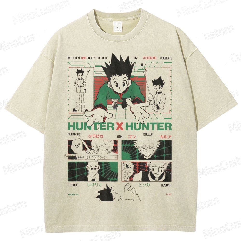 Hunter x Hunter Vintage Manga Collage Washed T-Shirt