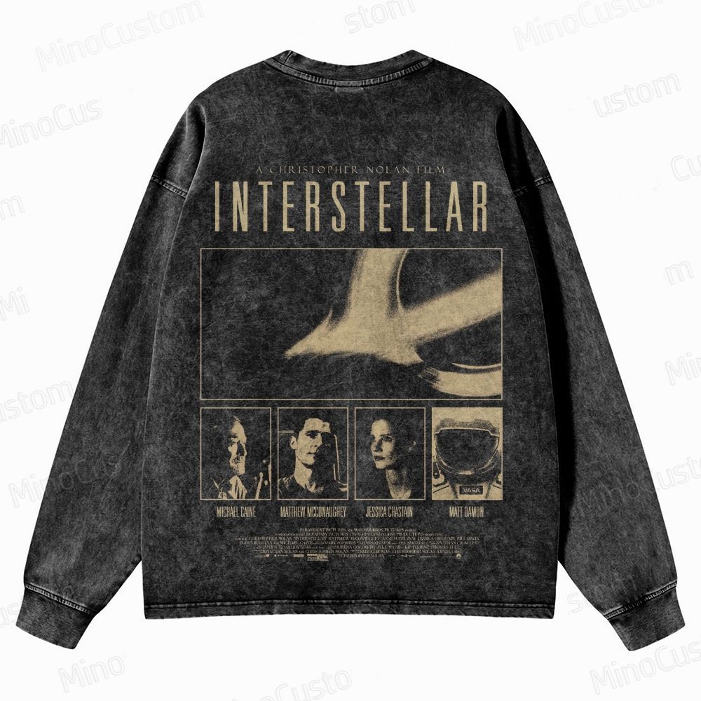 Interstellar Vintage Washed Long - Sleeve T - Shirt