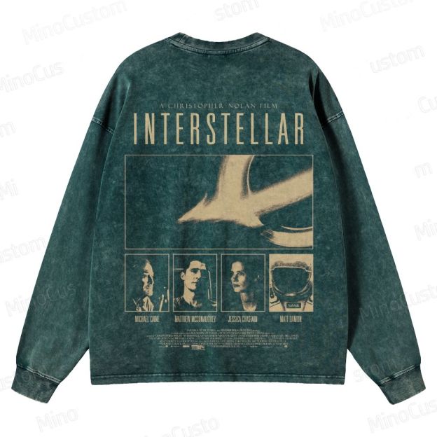 Interstellar Vintage Washed Long - Sleeve T - Shirt