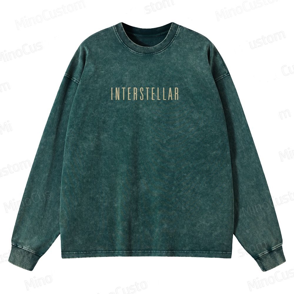 Interstellar Vintage Washed Long - Sleeve T - Shirt