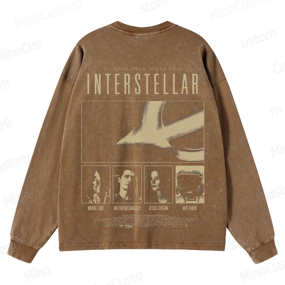 Interstellar Vintage Washed Long - Sleeve T - Shirt