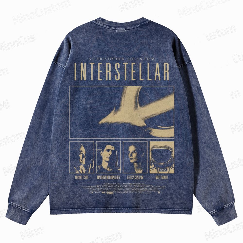 Interstellar Vintage Washed Long - Sleeve T - Shirt