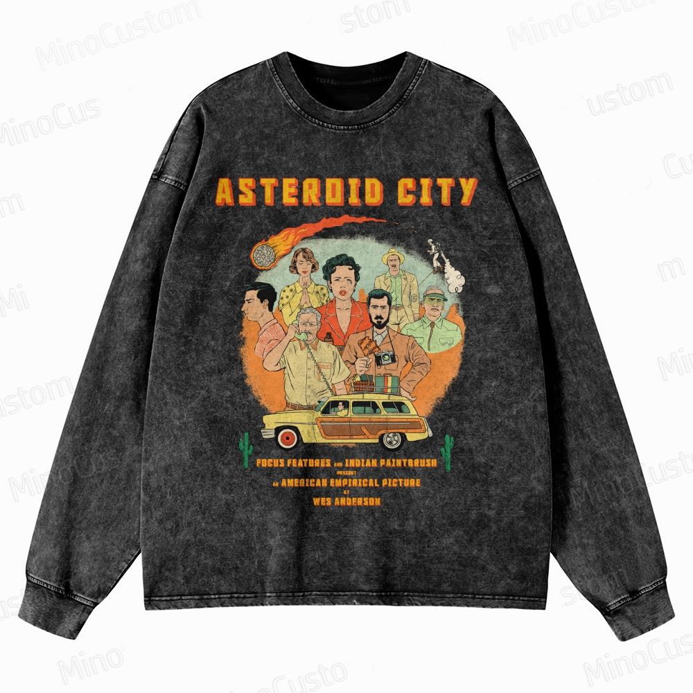 Asteroid City by Wes Anderson Crewneck Washed Sweatshirt 