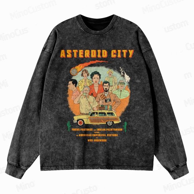 Asteroid City by Wes Anderson Crewneck Washed Sweatshirt 