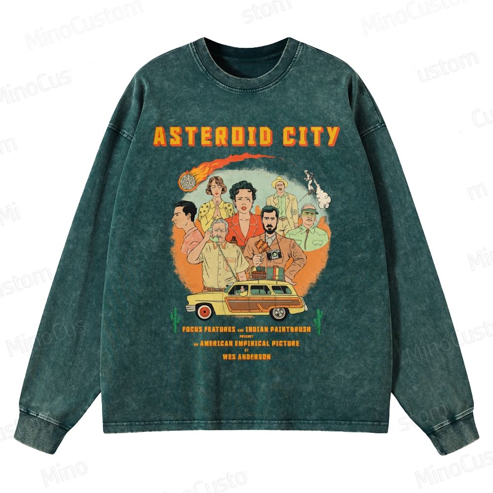 Asteroid City by Wes Anderson Crewneck Washed Sweatshirt 