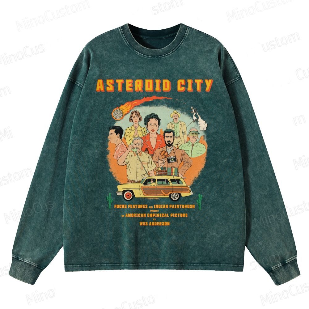 Asteroid City by Wes Anderson Crewneck Washed Sweatshirt 