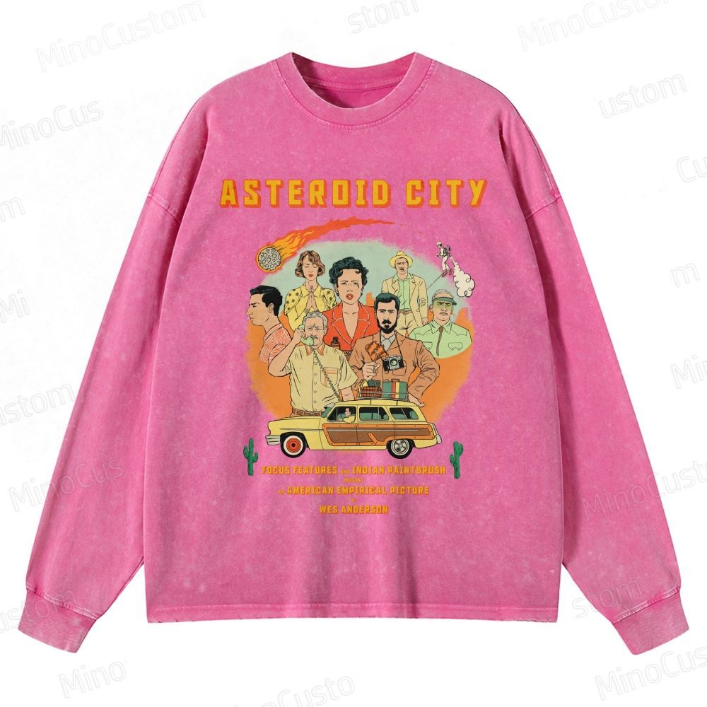 Asteroid City by Wes Anderson Crewneck Washed Sweatshirt 