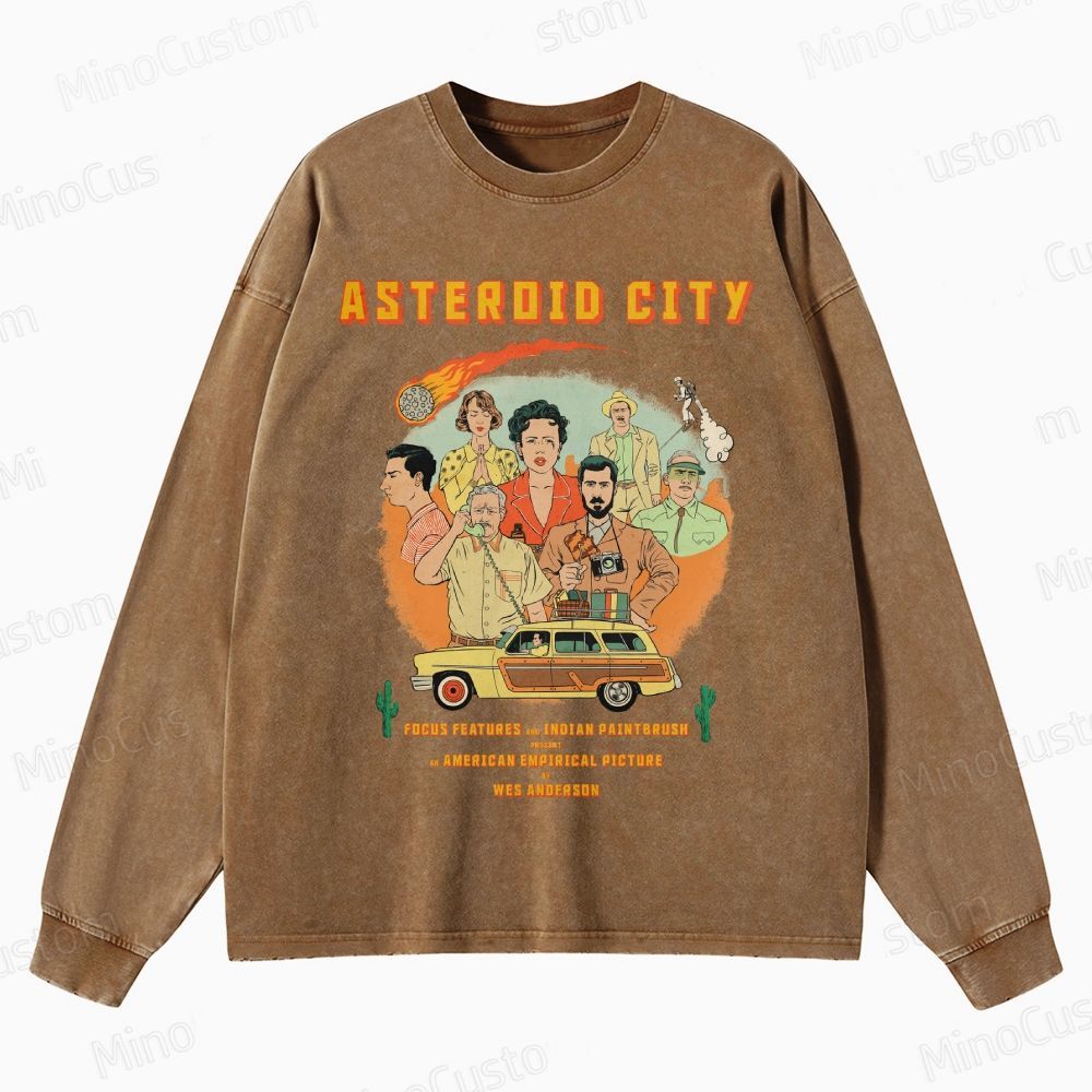 Asteroid City by Wes Anderson Crewneck Washed Sweatshirt 