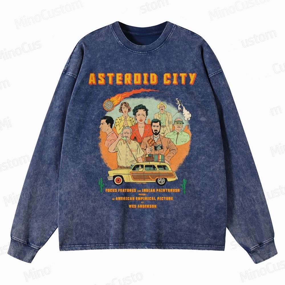 Asteroid City by Wes Anderson Crewneck Washed Sweatshirt 