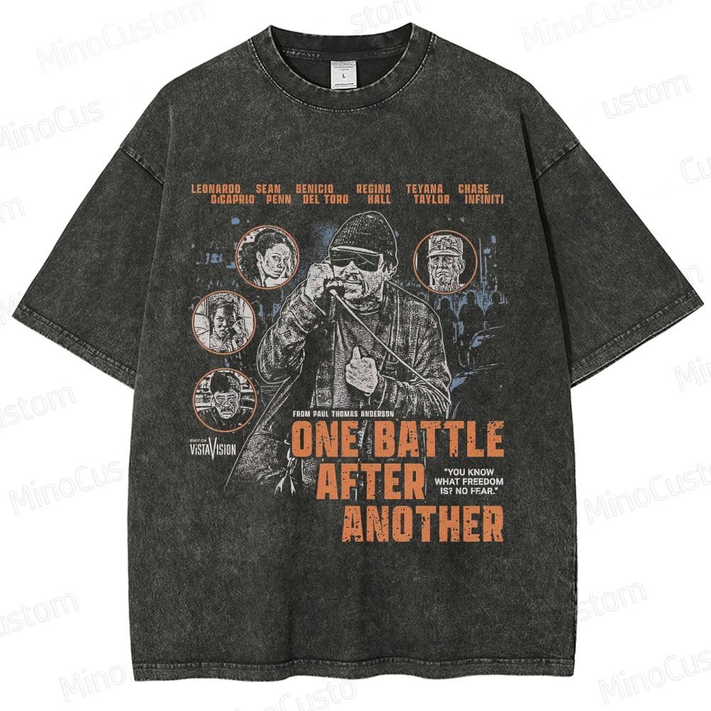 Crime Thriller Character & Quote Graphic Retro Washed T-Shirt