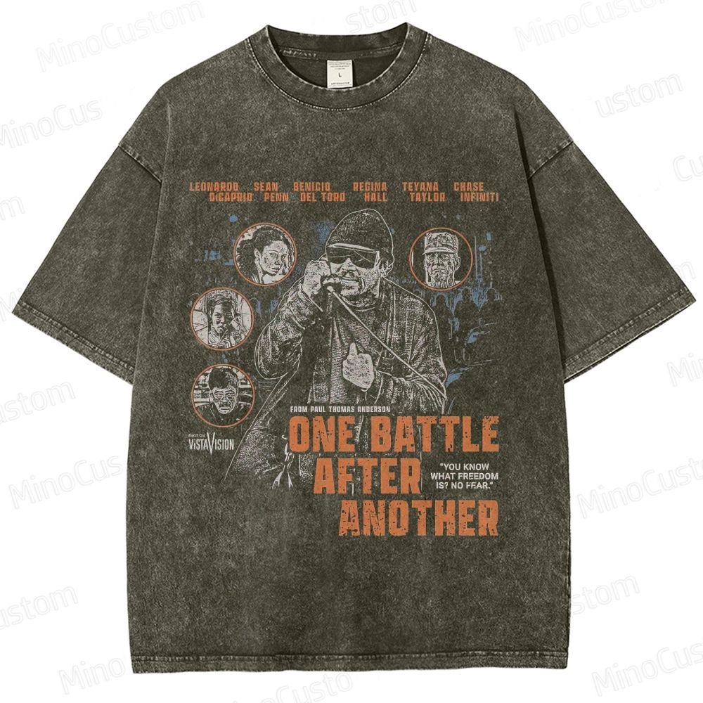 Crime Thriller Character & Quote Graphic Retro Washed T-Shirt