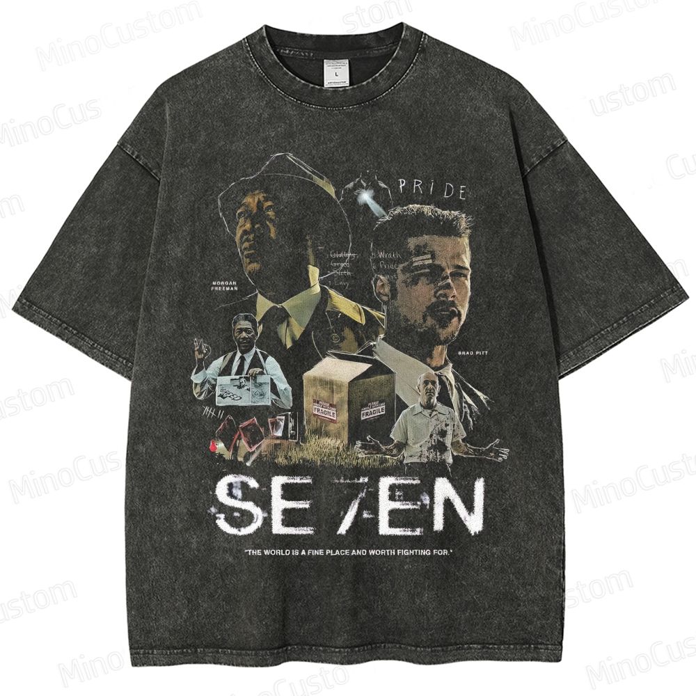 Se7en Vintage Washed Crime Thriller Movie T - Shirt