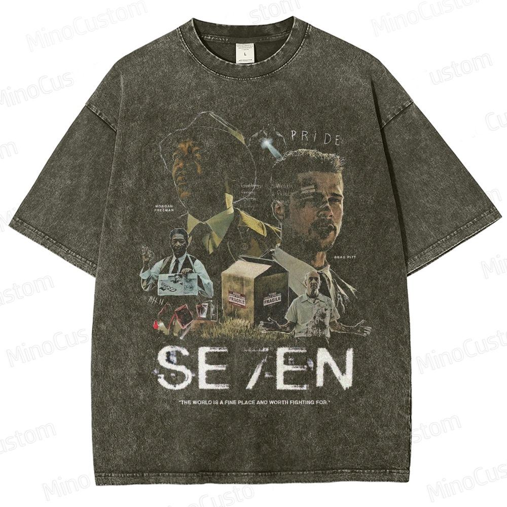 Se7en Vintage Washed Crime Thriller Movie T - Shirt