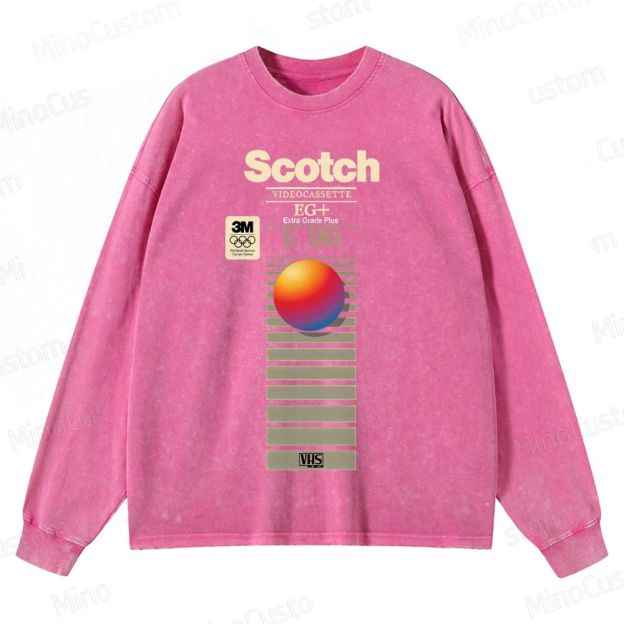 VHS Scotch E180 VintageDistressed  Crewneck Washed Sweatshirt 