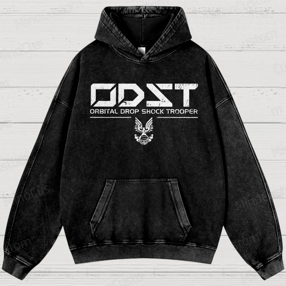 ODST White Vintage Vintage Washed Hoodies 