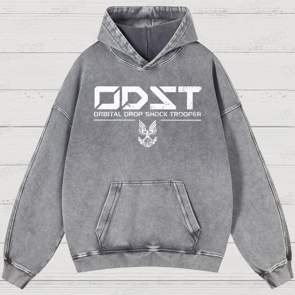 ODST White Vintage Vintage Washed Hoodies 