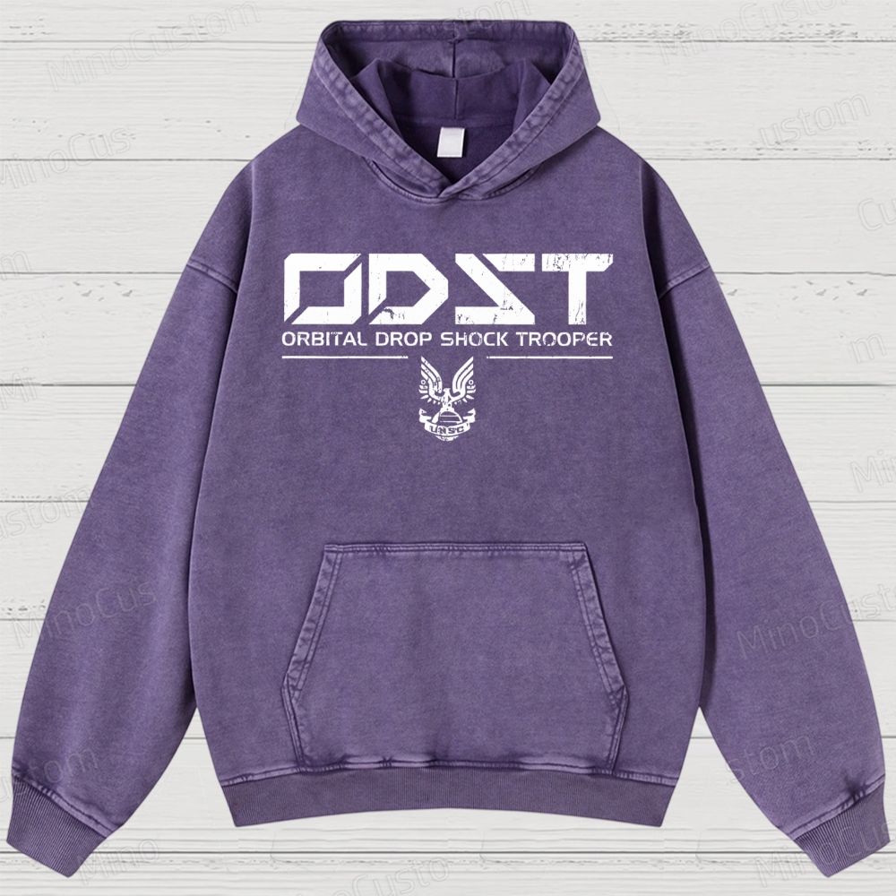 ODST White Vintage Vintage Washed Hoodies 