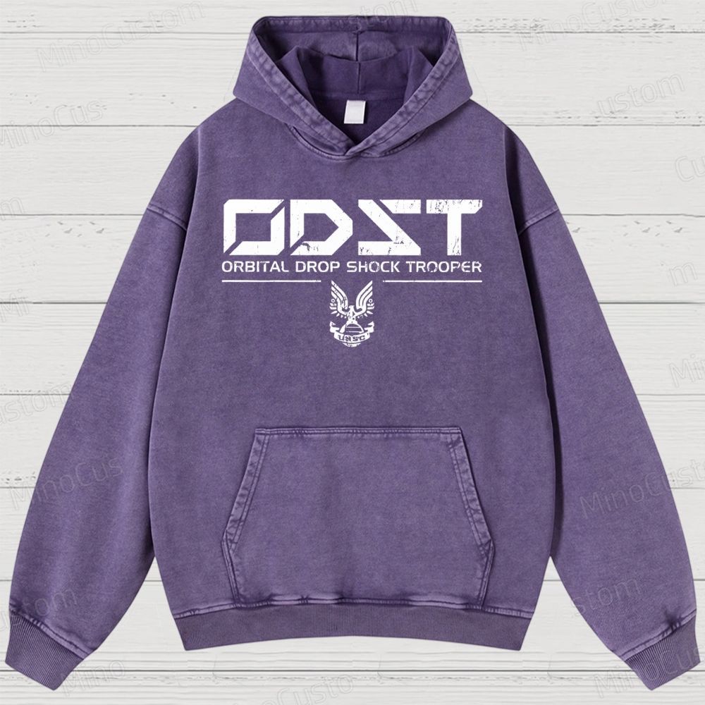 ODST White Vintage Vintage Washed Hoodies 