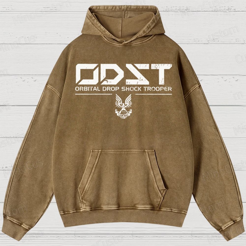 ODST White Vintage Vintage Washed Hoodies 
