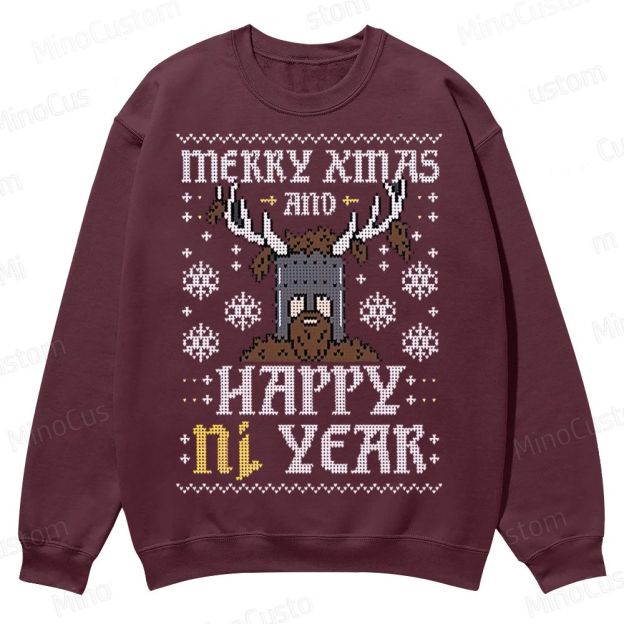 Happy Ni Year! – Ugly Christmas Sweater Casual Crewneck Sweatshirt 