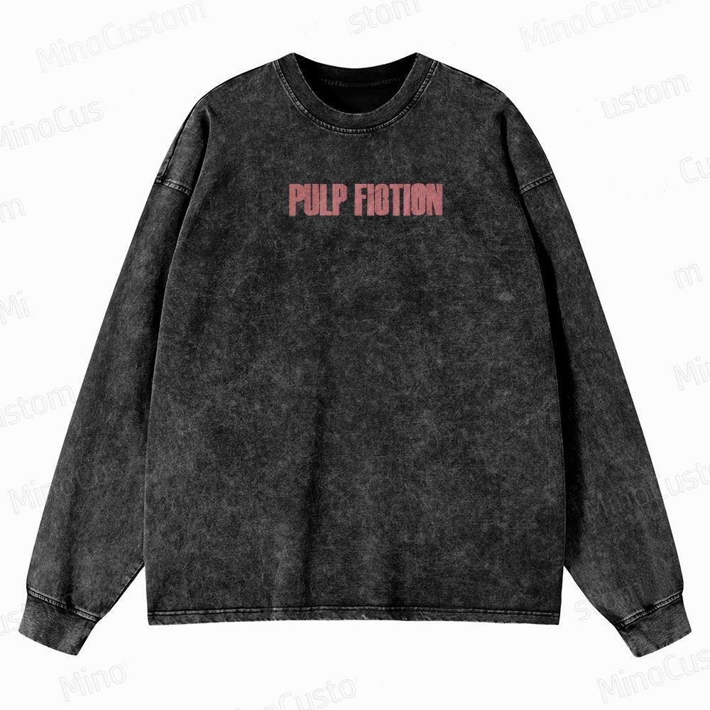 Pulp Fiction Collage Graphic Crewneck Washed Sweatshirt 