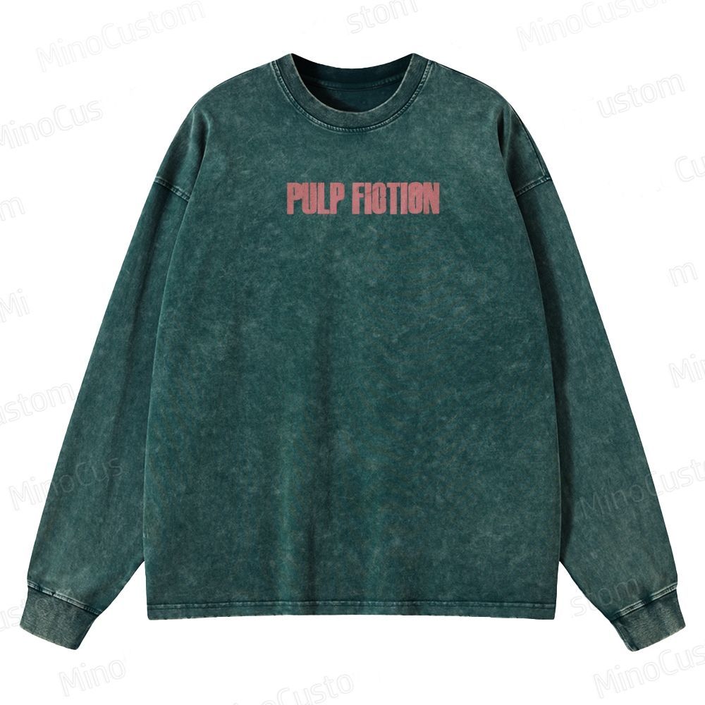 Pulp Fiction Collage Graphic Crewneck Washed Sweatshirt