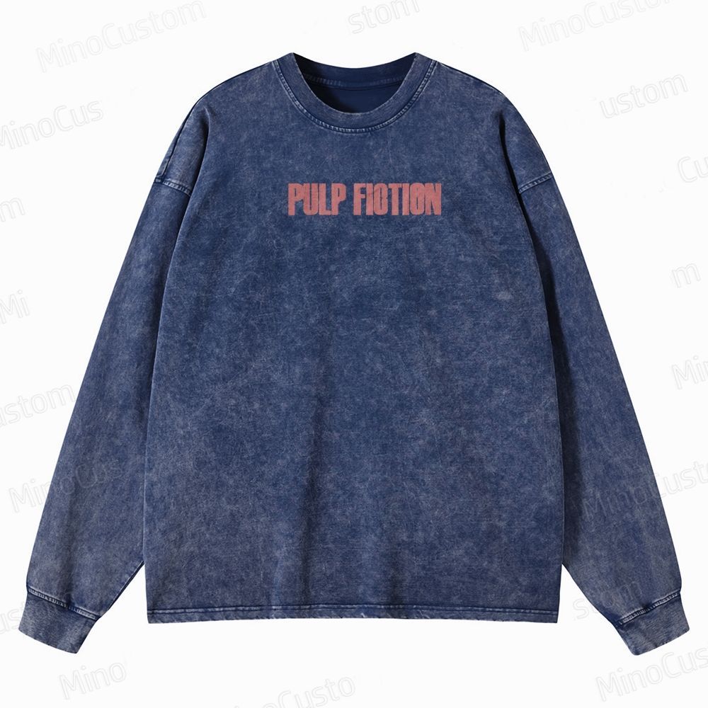 Pulp Fiction Collage Graphic Crewneck Washed Sweatshirt 