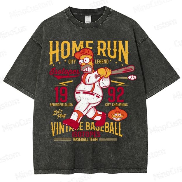 Homer Simpson Vintage Baseball Washed T-Shirt 