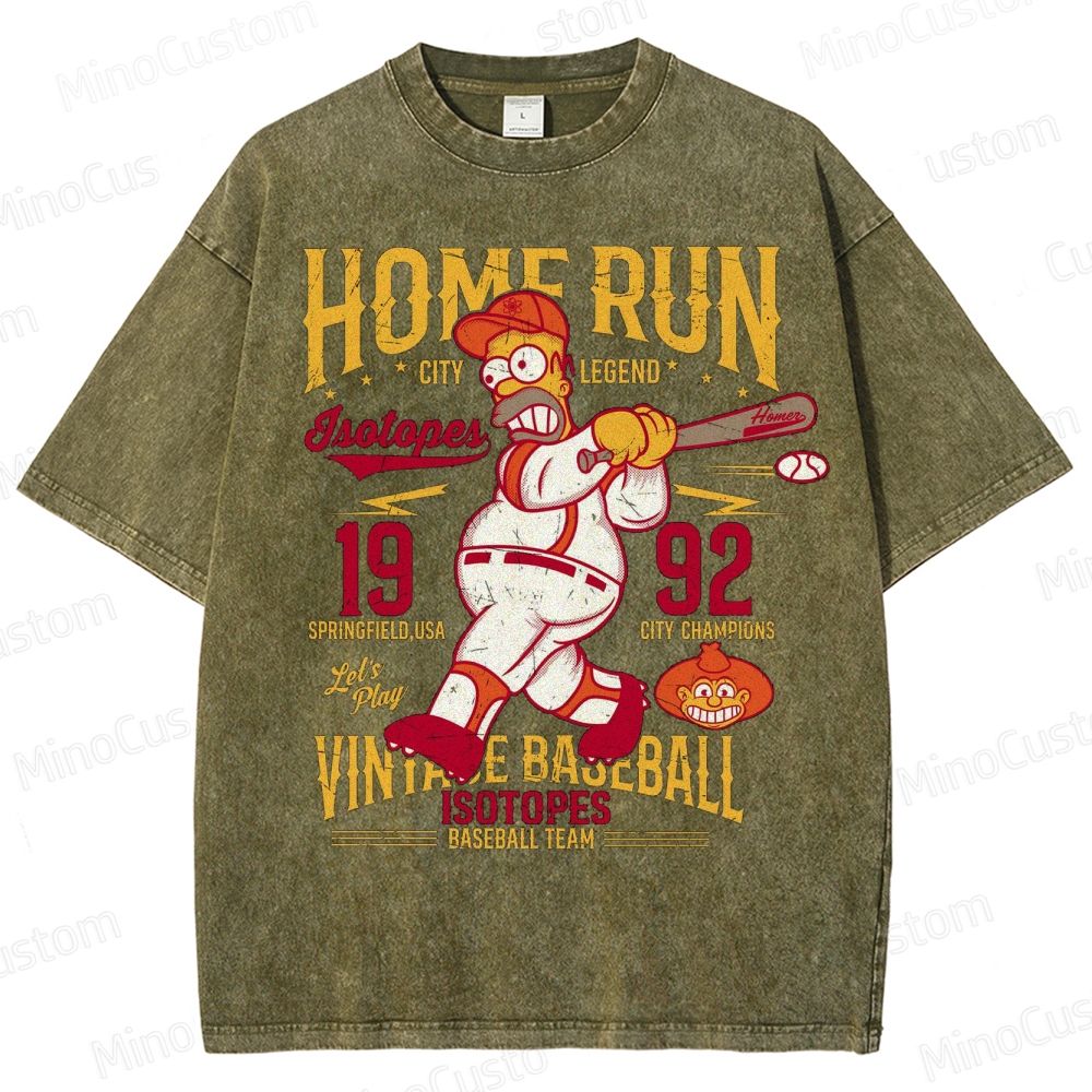 Homer Simpson Vintage Baseball Washed T-Shirt 