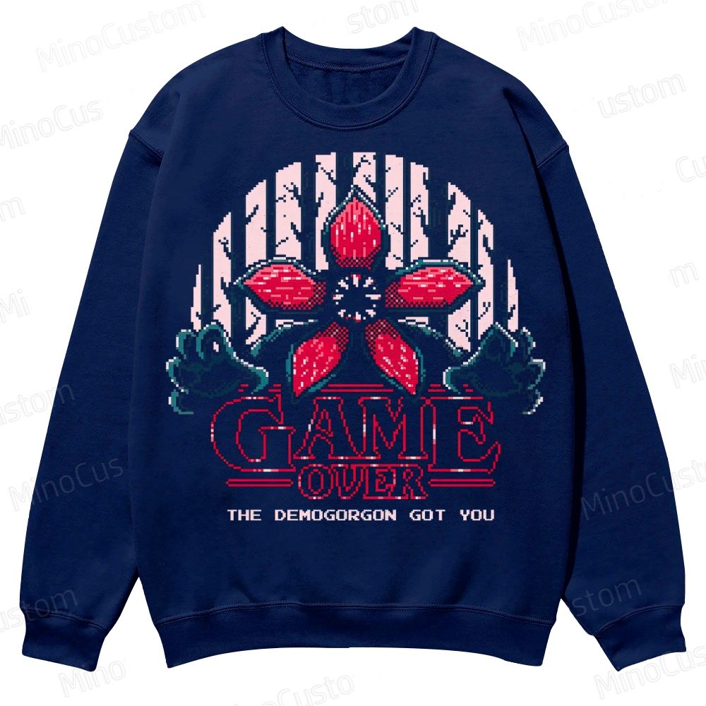 “Game Over” Retro Horror Graphic Casual Crewneck Sweatshirt
