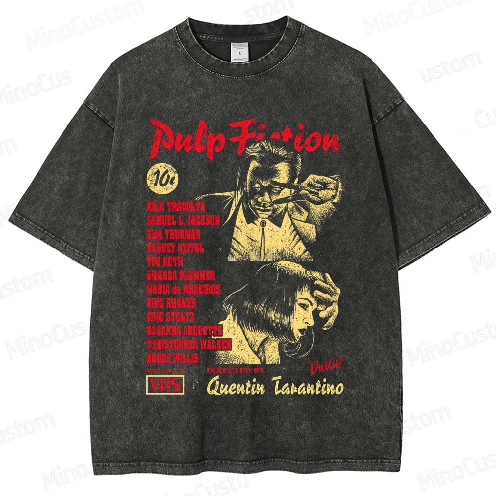 Quentin Tarantino's Classic Film Themed Washed T - Shirt