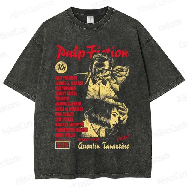 Quentin Tarantino's Classic Film Themed Washed T - Shirt