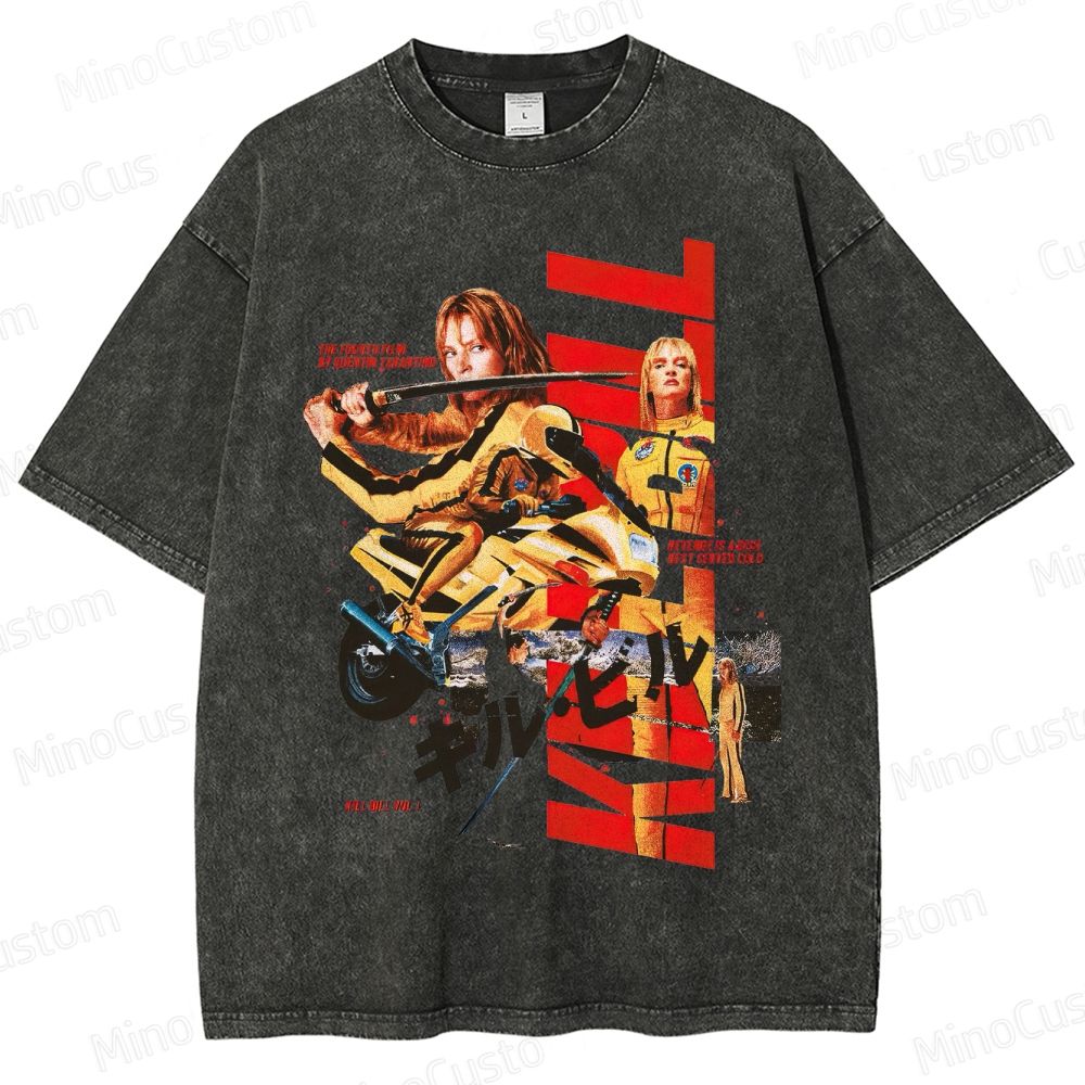 Action Thriller Themed Washed T - Shirt