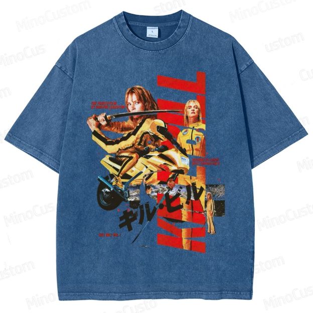 Action Thriller Themed Washed T - Shirt