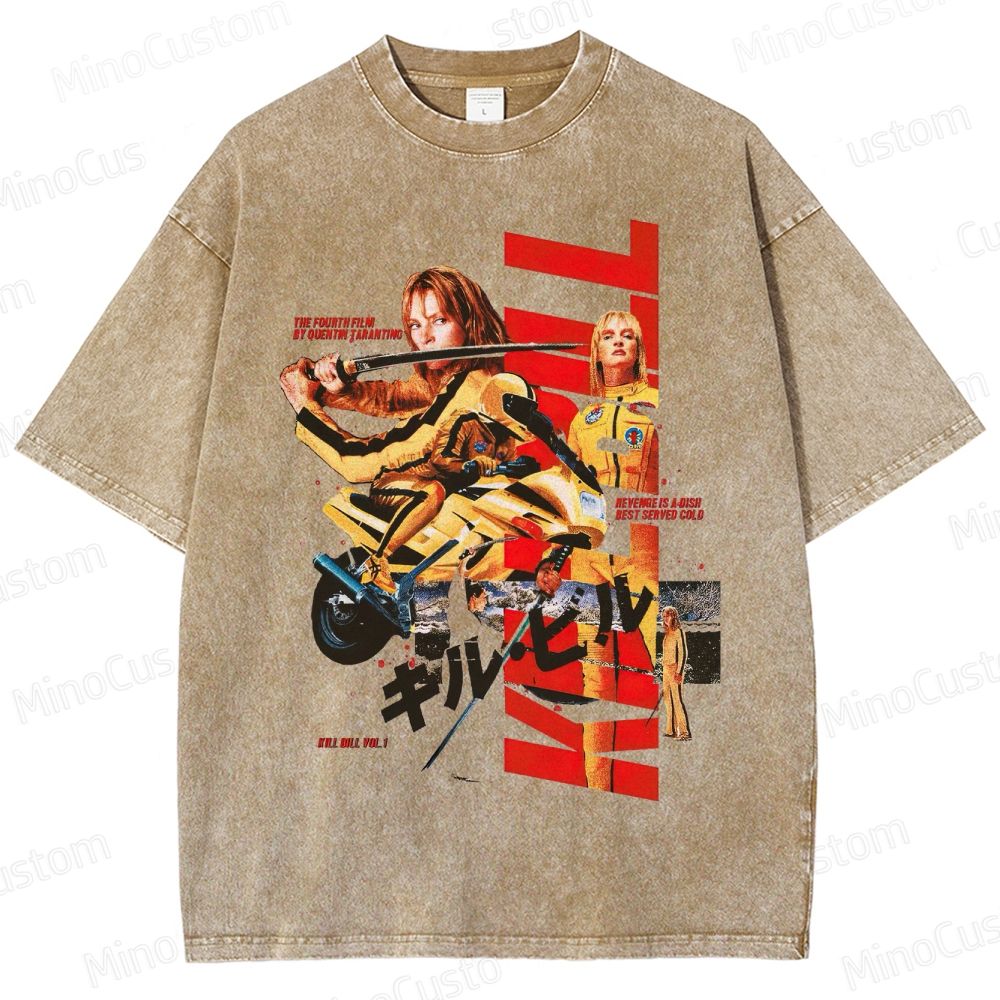 Action Thriller Themed Washed T - Shirt