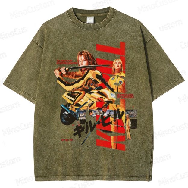 Action Thriller Themed Washed T - Shirt