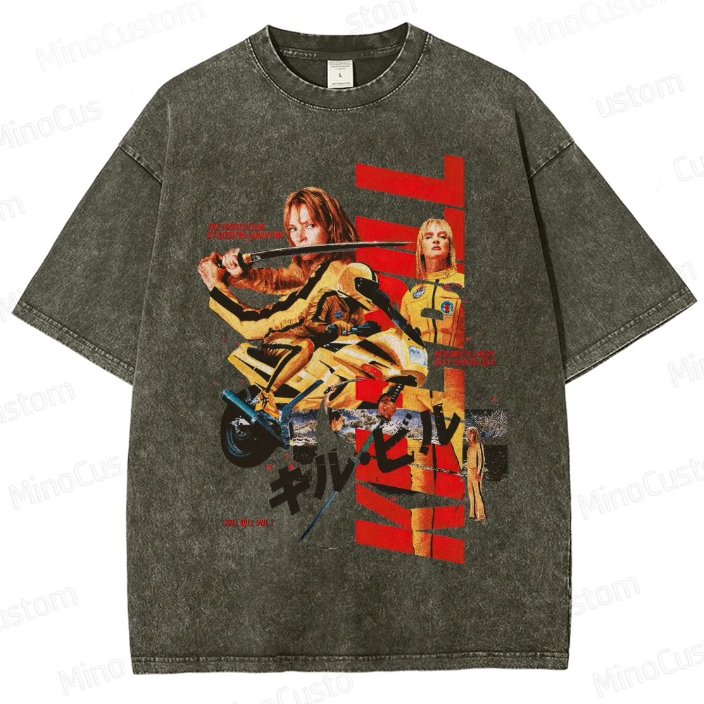 Action Thriller Themed Washed T - Shirt