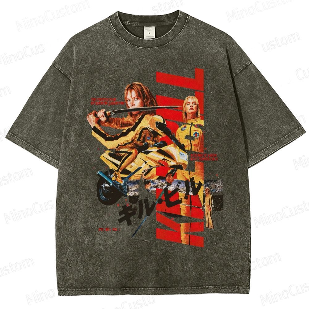 Action Thriller Themed Washed T - Shirt