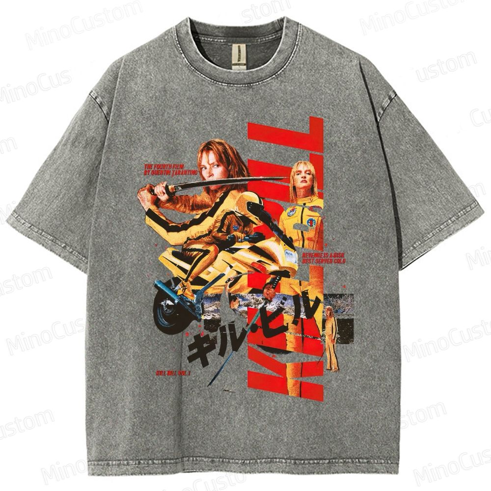 Action Thriller Themed Washed T - Shirt