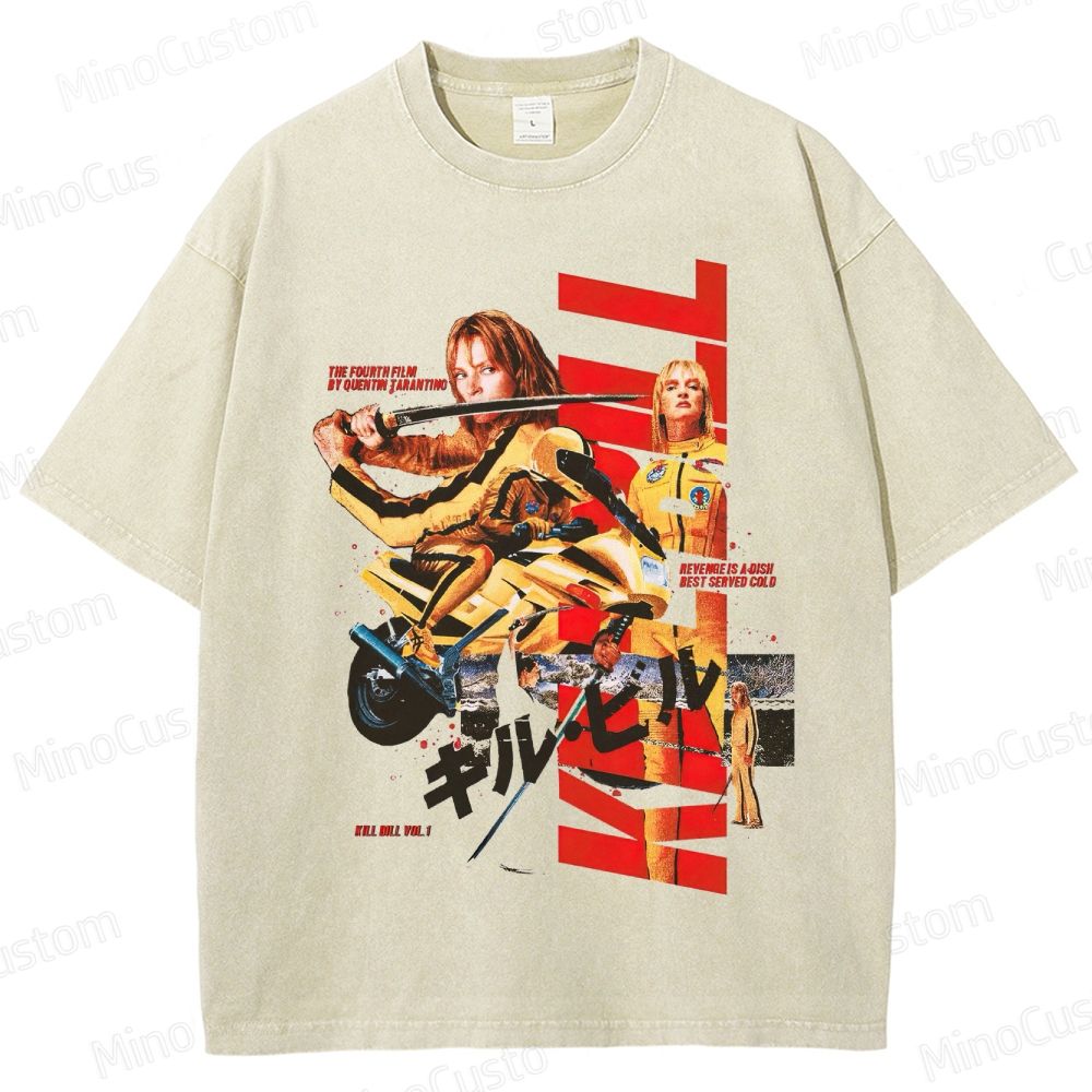 Action Thriller Themed Washed T - Shirt