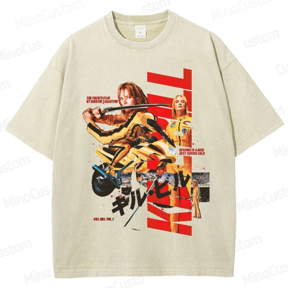 Action Thriller Themed Washed T - Shirt