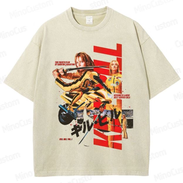 Action Thriller Themed Washed T - Shirt