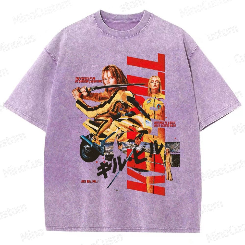 Action Thriller Themed Washed T - Shirt