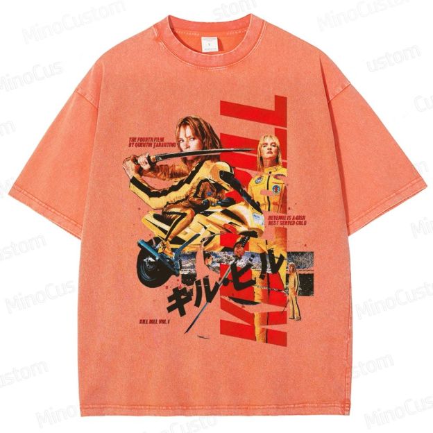 Action Thriller Themed Washed T - Shirt