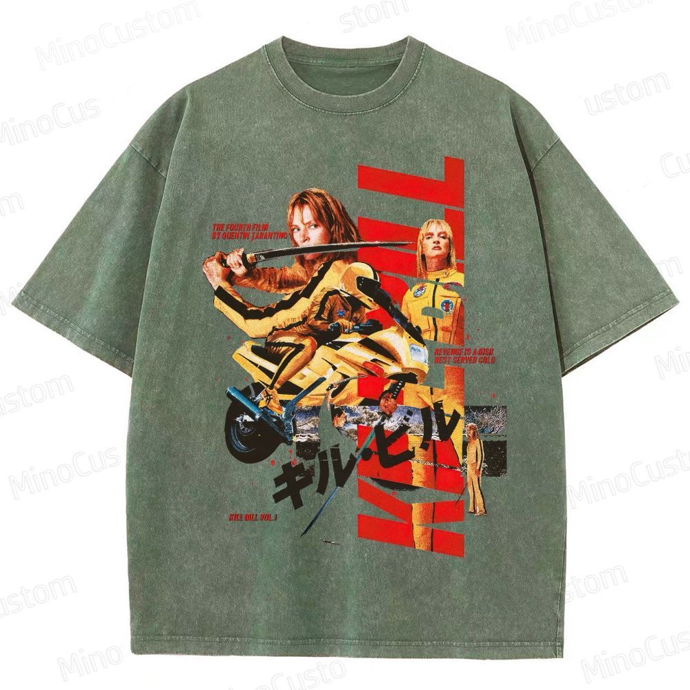 Action Thriller Themed Washed T - Shirt