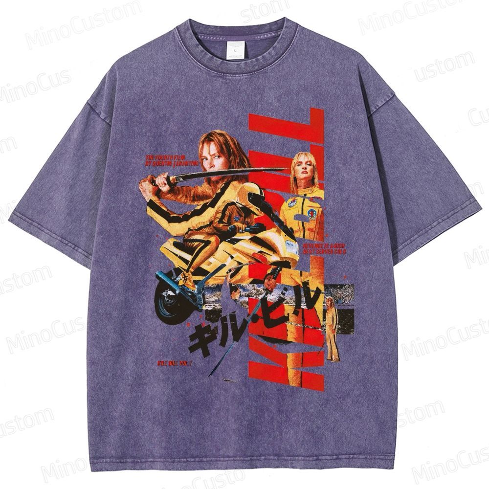 Action Thriller Themed Washed T - Shirt